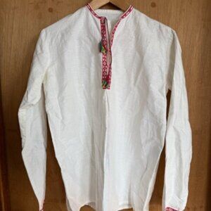 Vintage woven shirt/blouse with Crosstitch trim